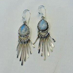 Sterling Silver Moonstone Dangle Drop Earrings